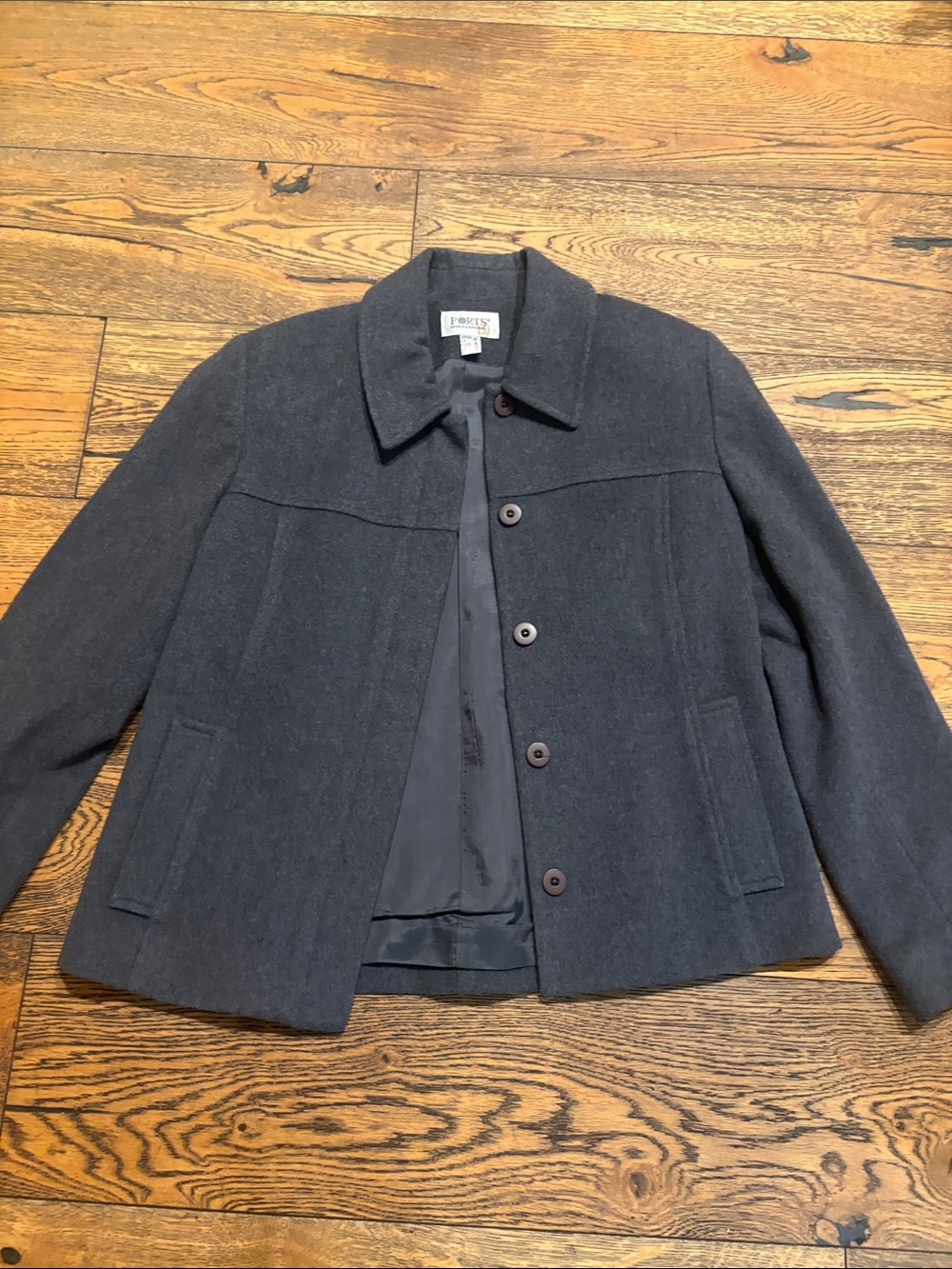 Ports International Dark Gray Wool Blend Peacoat